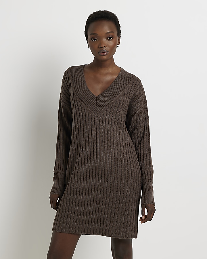 Ribbed Knit Jumper Mini Dress