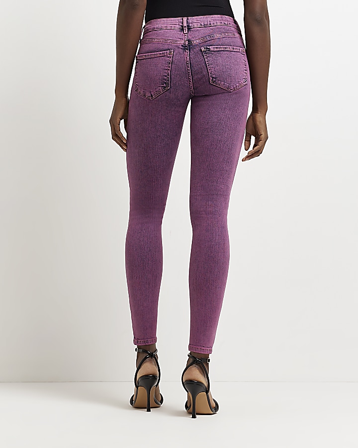 Purple low rise skinny jeans