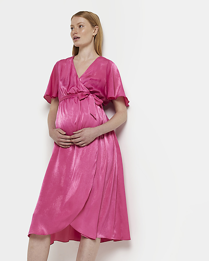 Maternity Satin Midi Dress