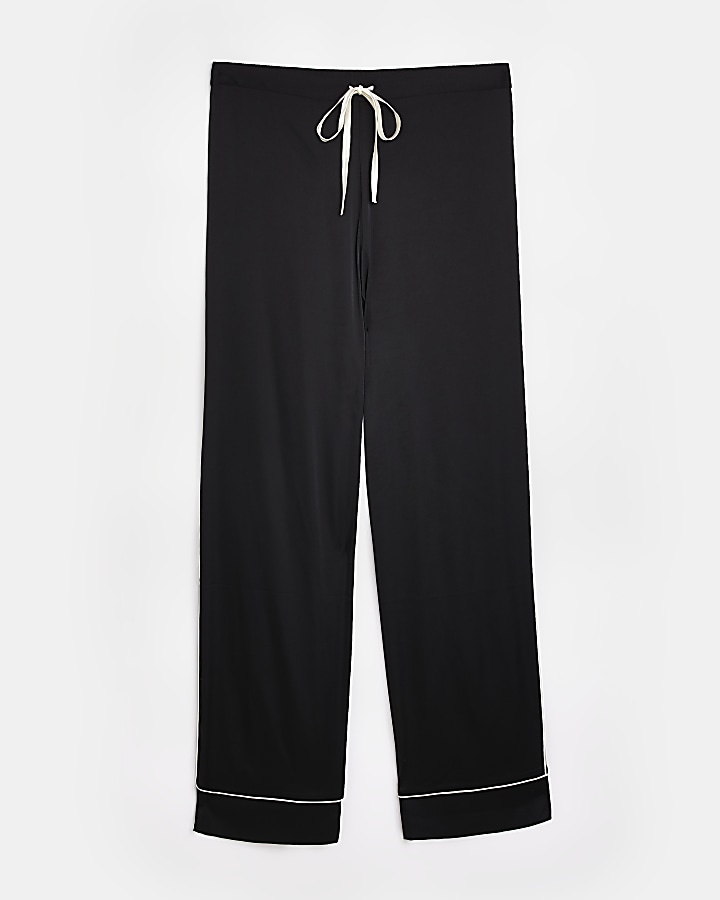 Black satin pyjama bottoms | River Island