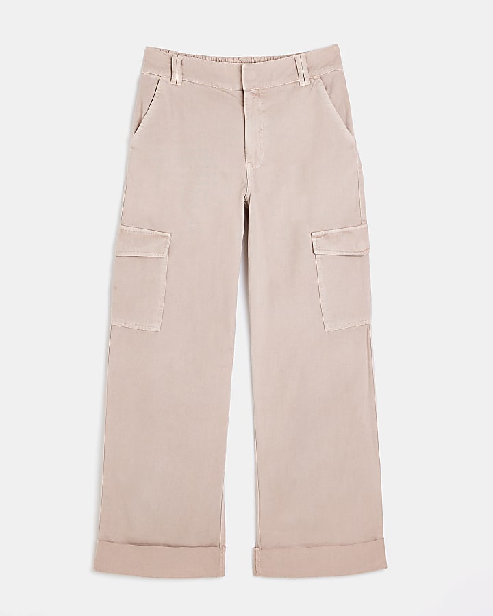 Pink medium rise cargo trousers