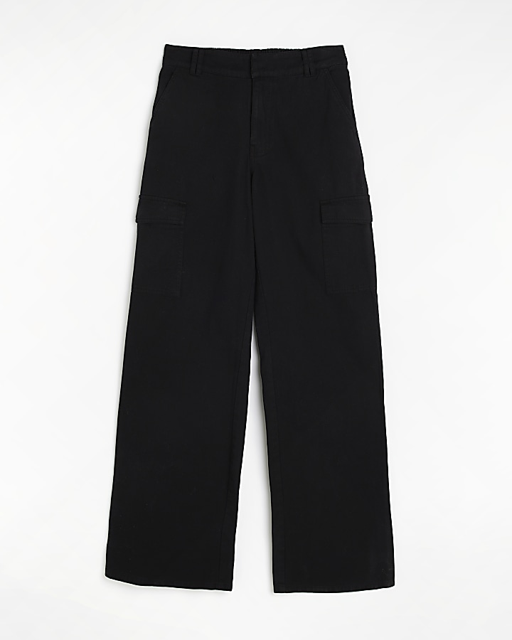 Black medium rise cargo trousers