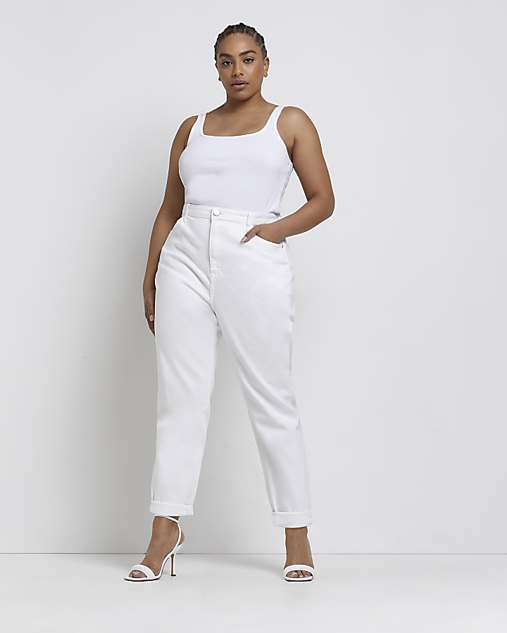 White jeans hot sale mom fit