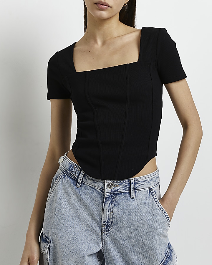 Black corset cropped top