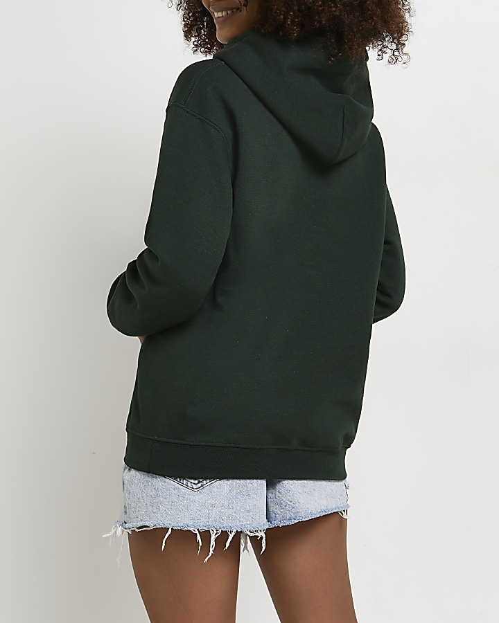 Green graphic oversized hoodie