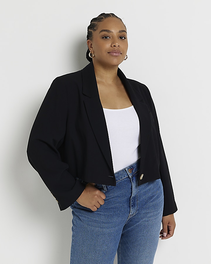 Long black 2024 blazer plus size