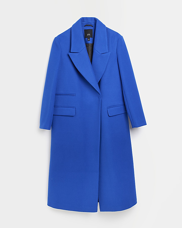 Blue straight longline coat