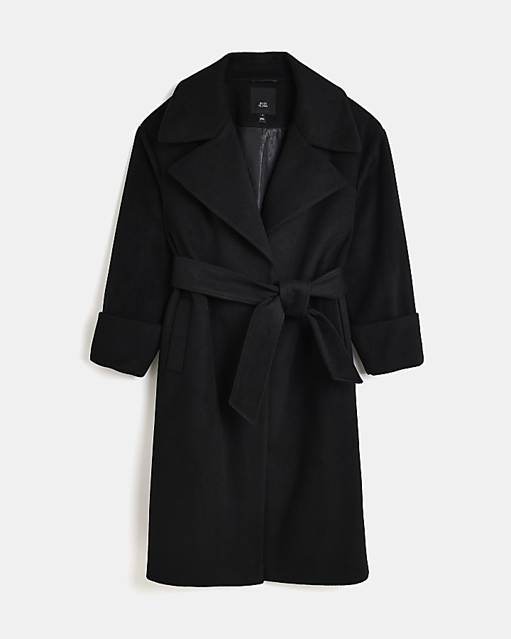 Black belted wrap coat