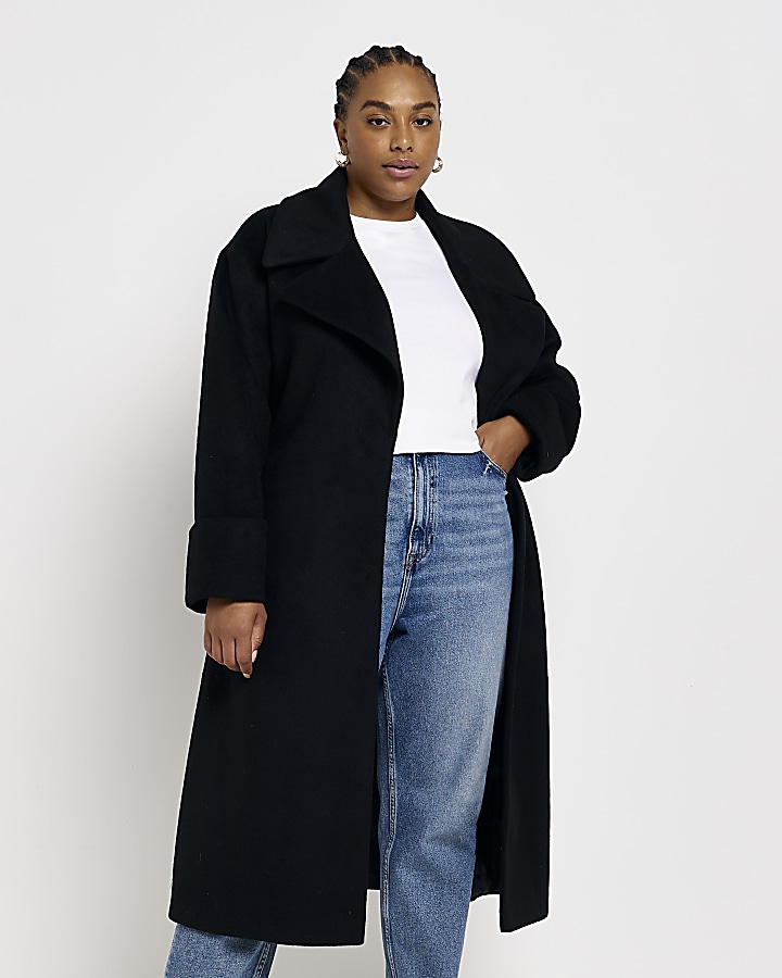 Black belted longline coat sale