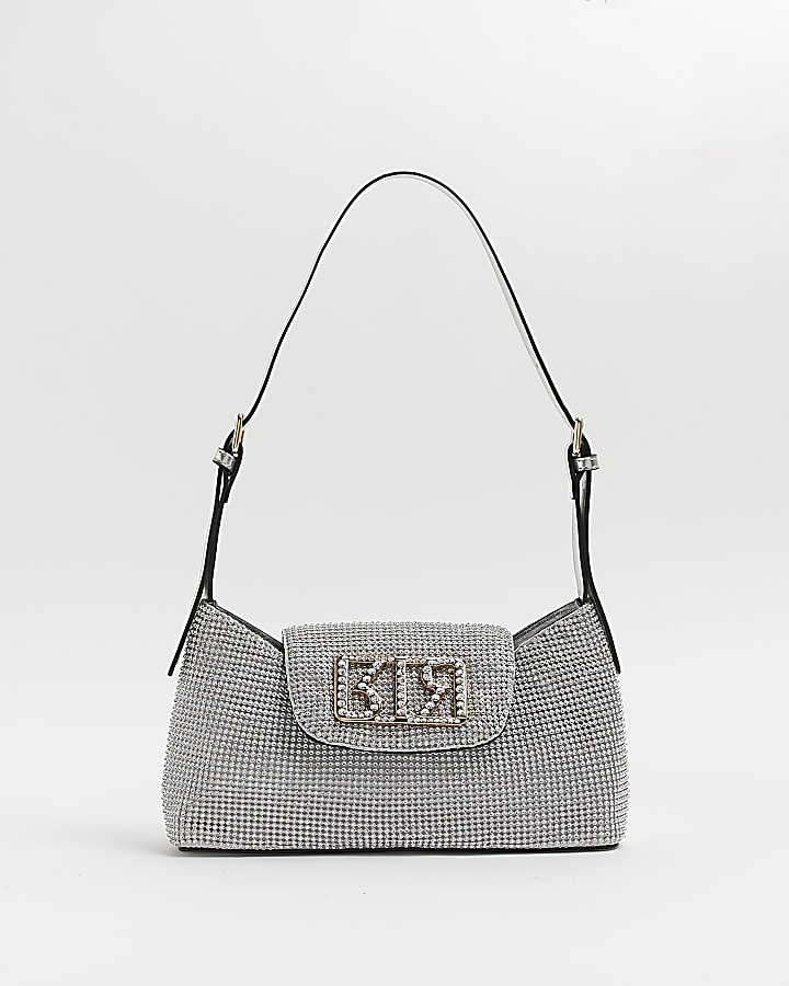 Silver RI embellished shoulder bag