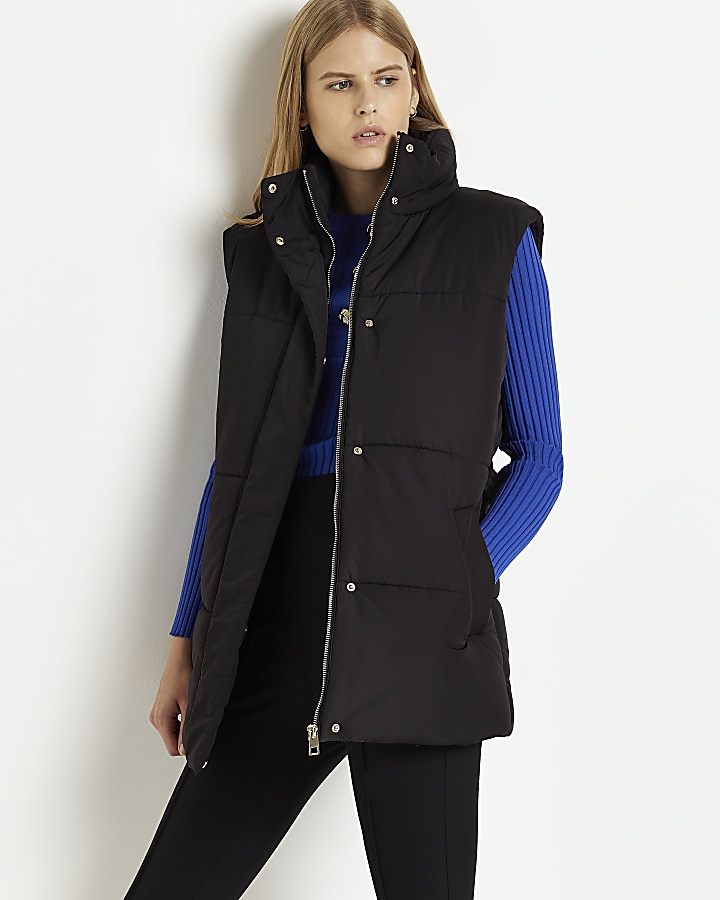 Black high neck gilet | River Island