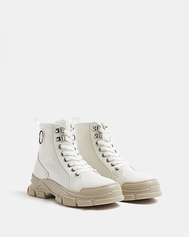 Nushu cream chunky hiker ankle boots
