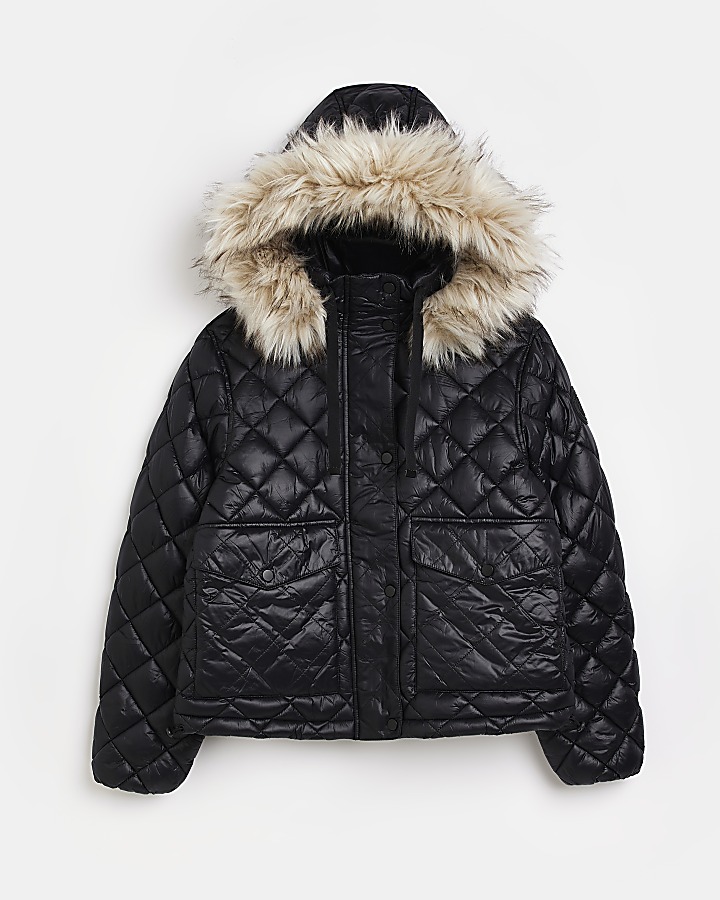 Black padded hooded jacket