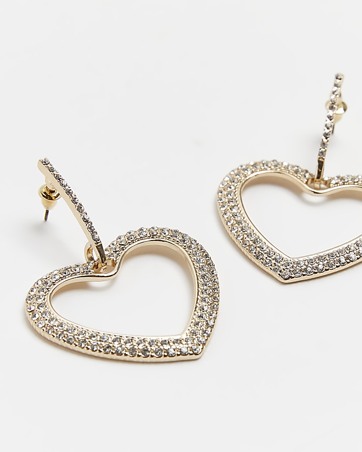 Gold heart drop earrings