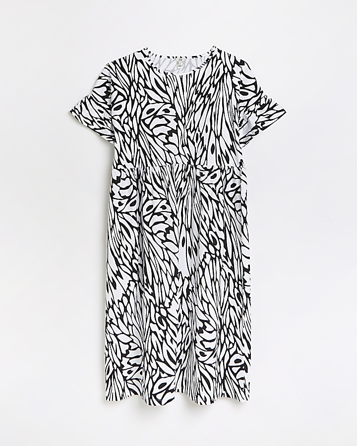 White printed t-shirt midi dress