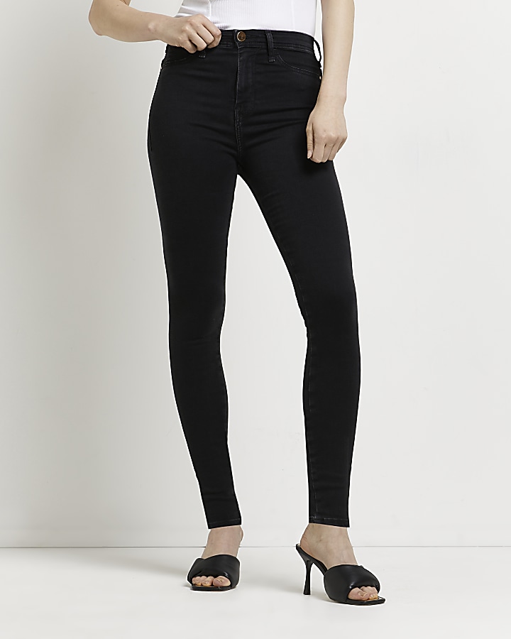 Black seamless high waisted skinny jeans