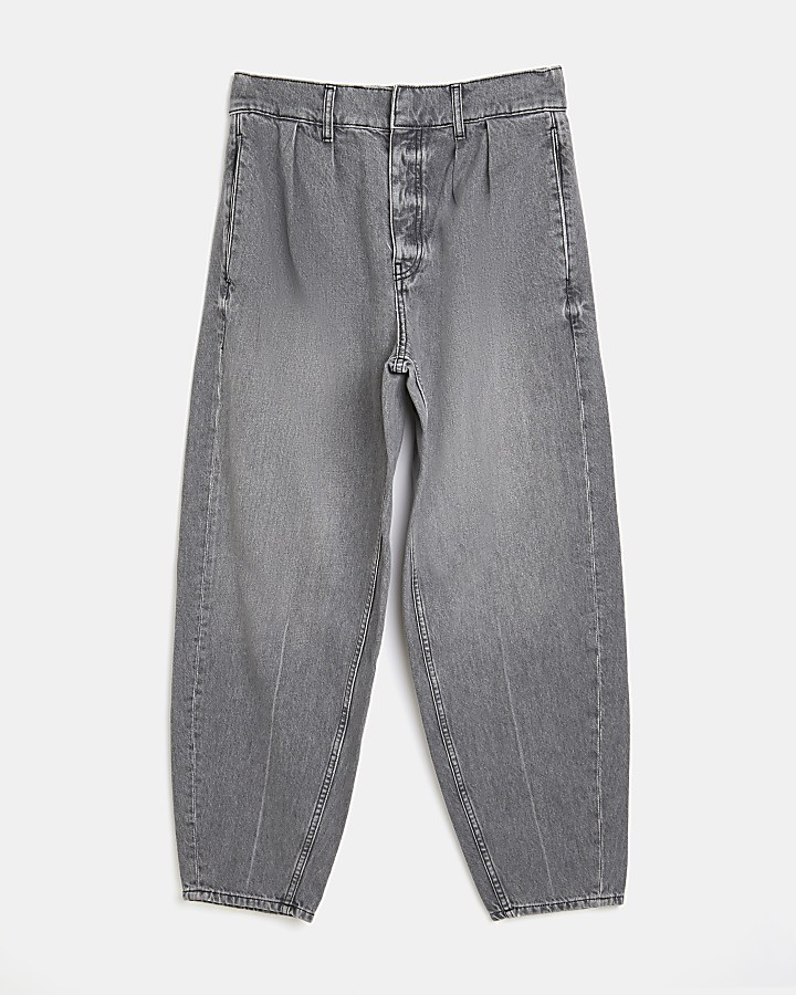 Grey high waisted tapered jeans | River Island