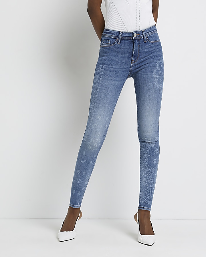 Blue molly mid rise skinny jeans | River Island