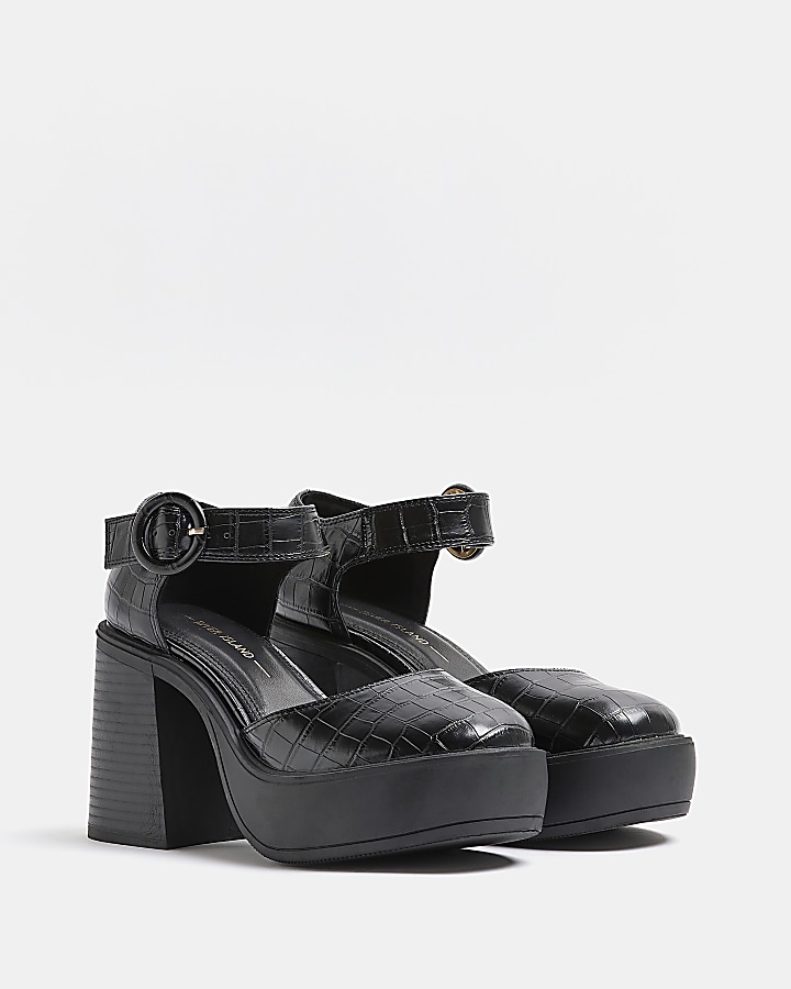 Black platform mary jane shoes