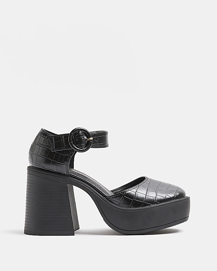 Black platform mary jane shoes