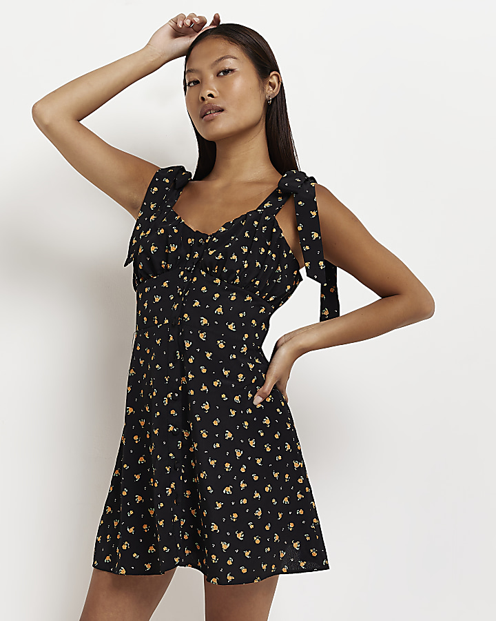 Black floral hotsell cami dress