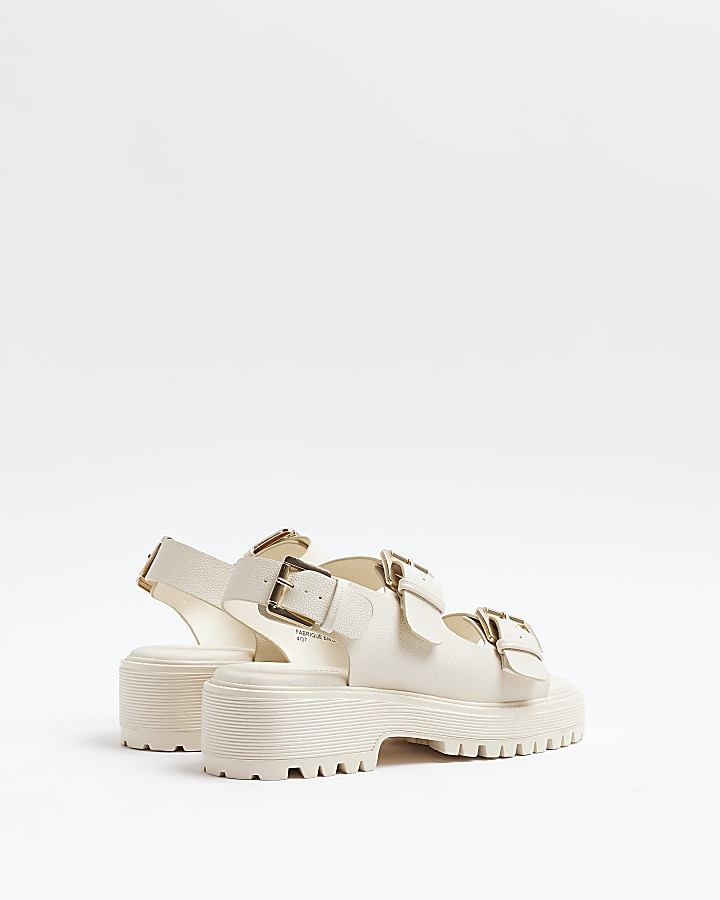 Cream wide fit flatform dad sandals