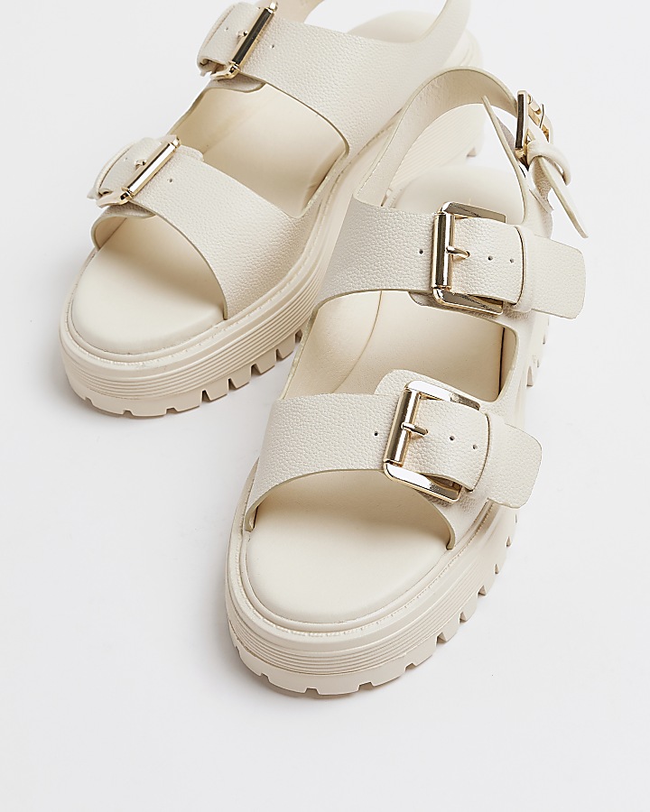 Cream wide fit flatform dad sandals