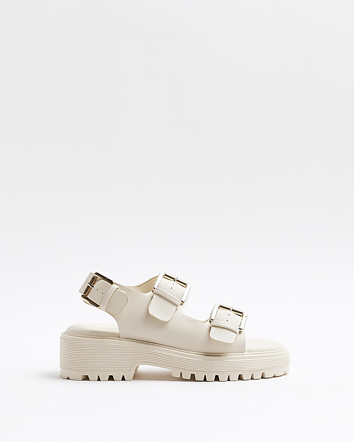 Cream wide fit flatform dad sandals