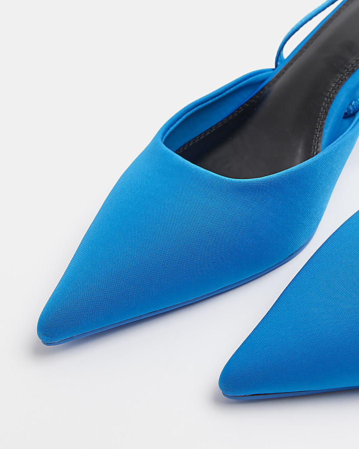 Blue sling back court shoes