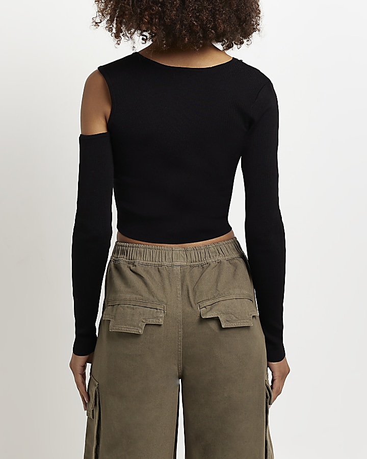 Black cut out cropped top