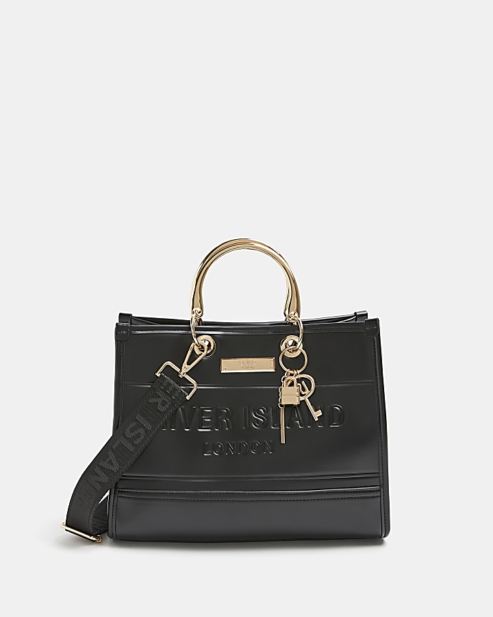 River island best sale black embossed bag