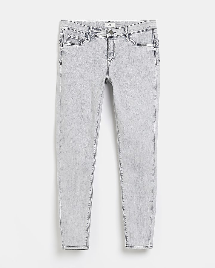 Grey low rise bum sculpt skinny jeans