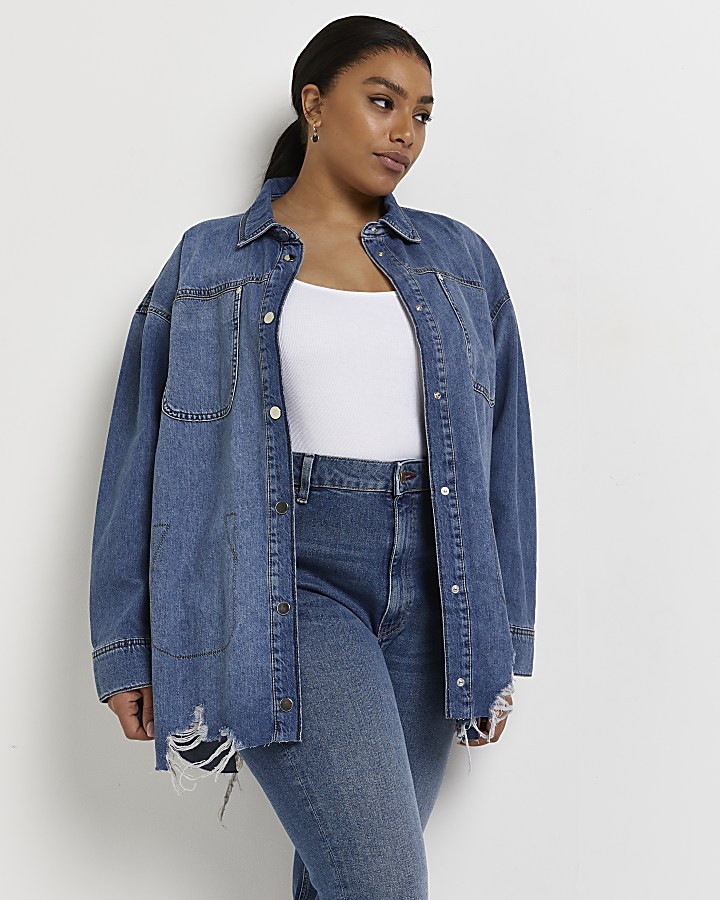 Oversized sales denim shacket