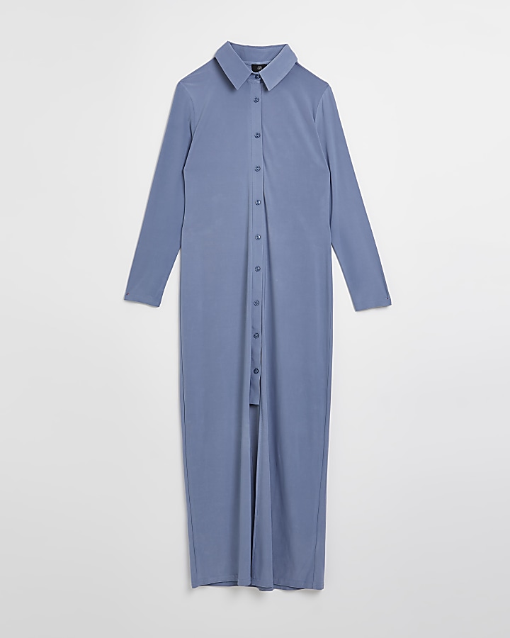 Petite blue bodycon maxi dress
