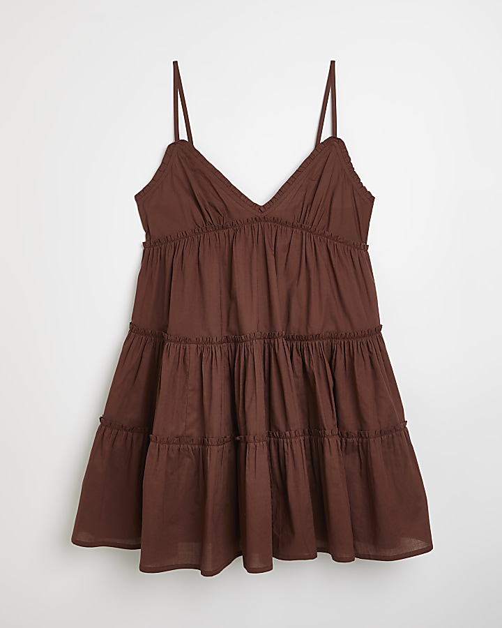 Brown cami mini dress