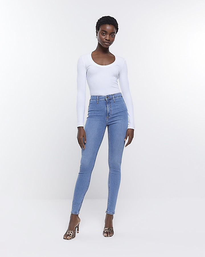 Light Wash High Waist Denim Jeggings