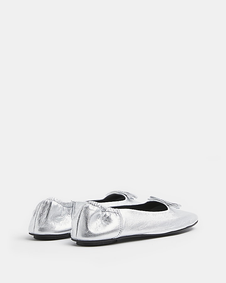 Silver metallic ballet shoes