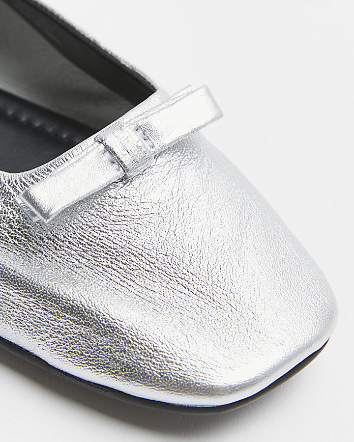 Silver metallic ballet shoes