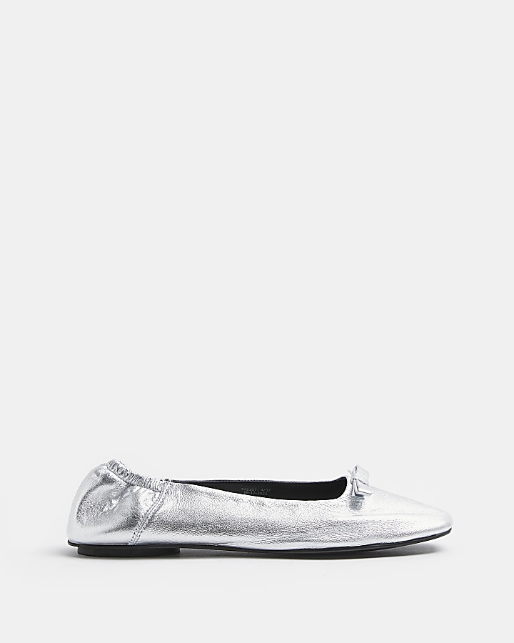 Silver metallic hot sale ballet flats