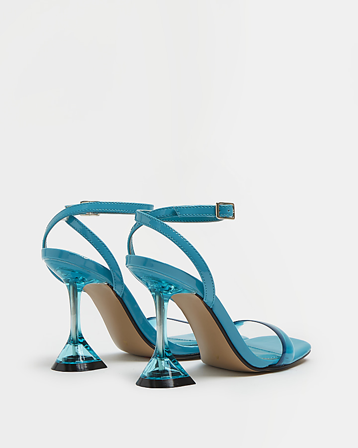 Turquoise perspex heeled mules