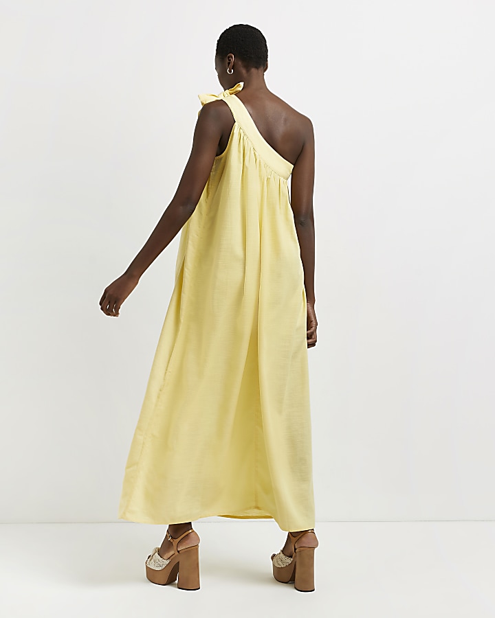 Yellow one shoulder maxi dress