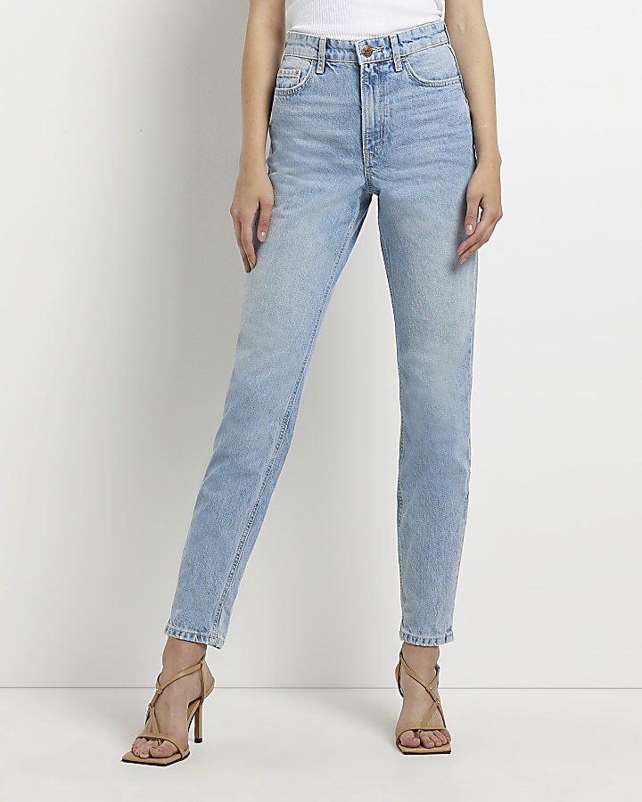 High Waisted Mom Jeans - Blue