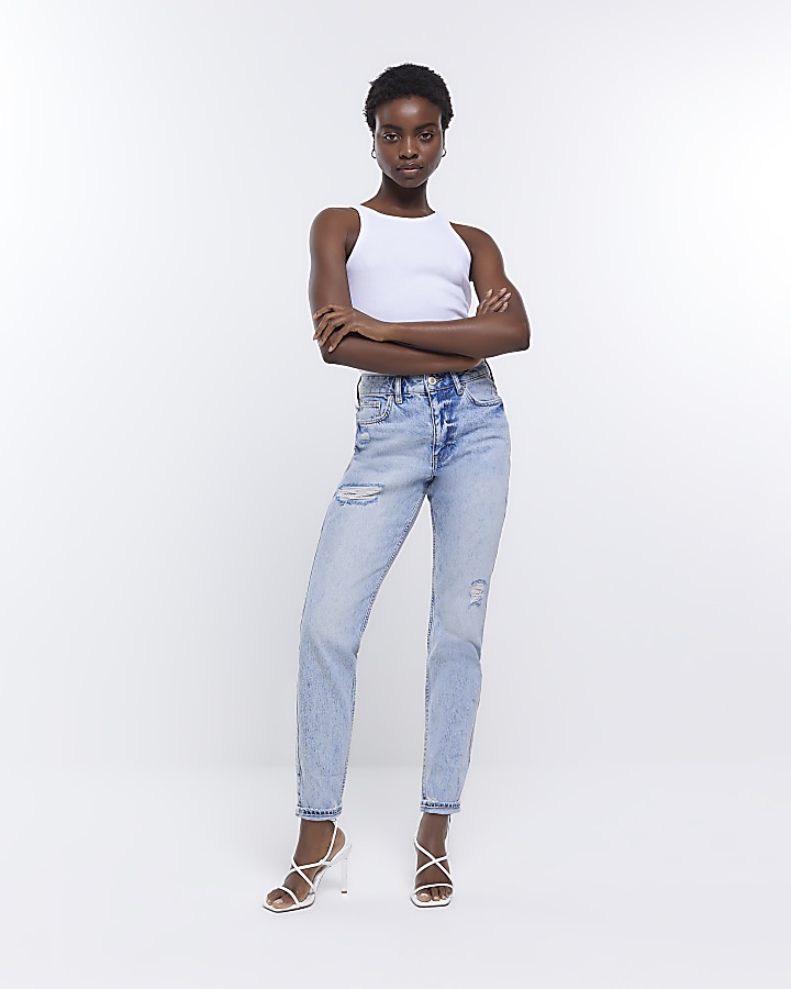 High waisted hot sale stretch mom jeans