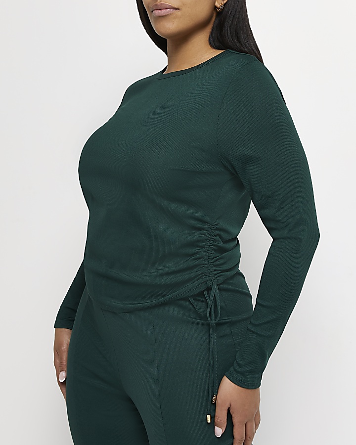 Plus green ruched t-shirt