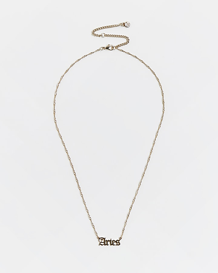 Gold 'Aries' horoscope necklace