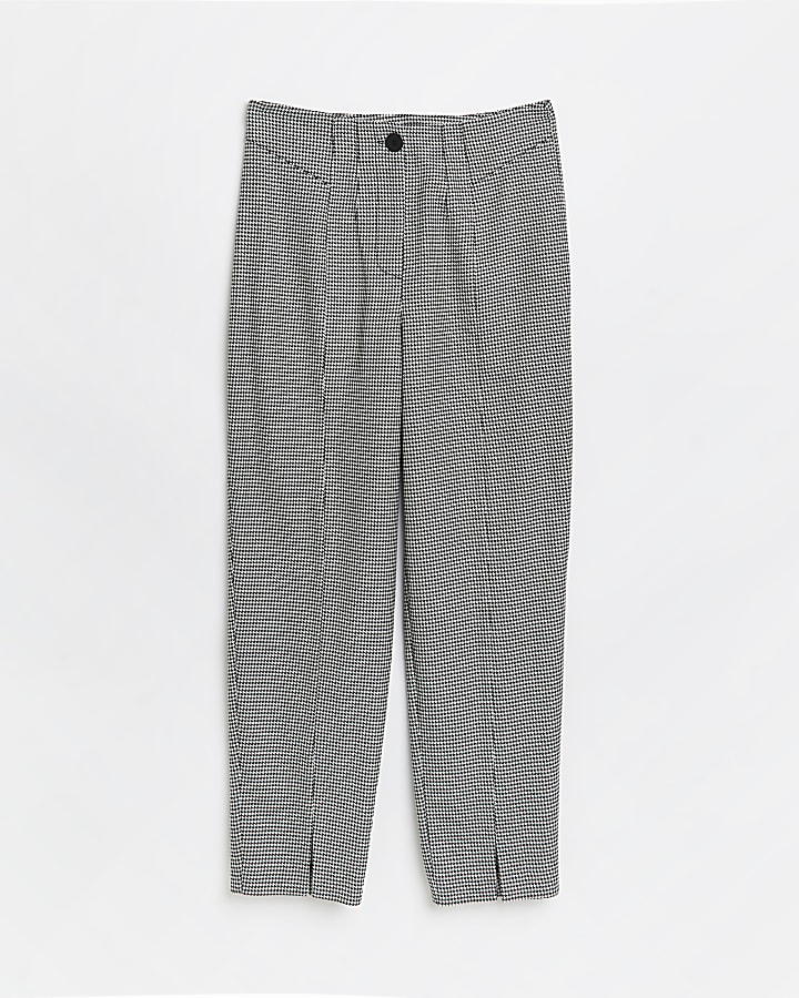 Black dogtooth cigarette trousers