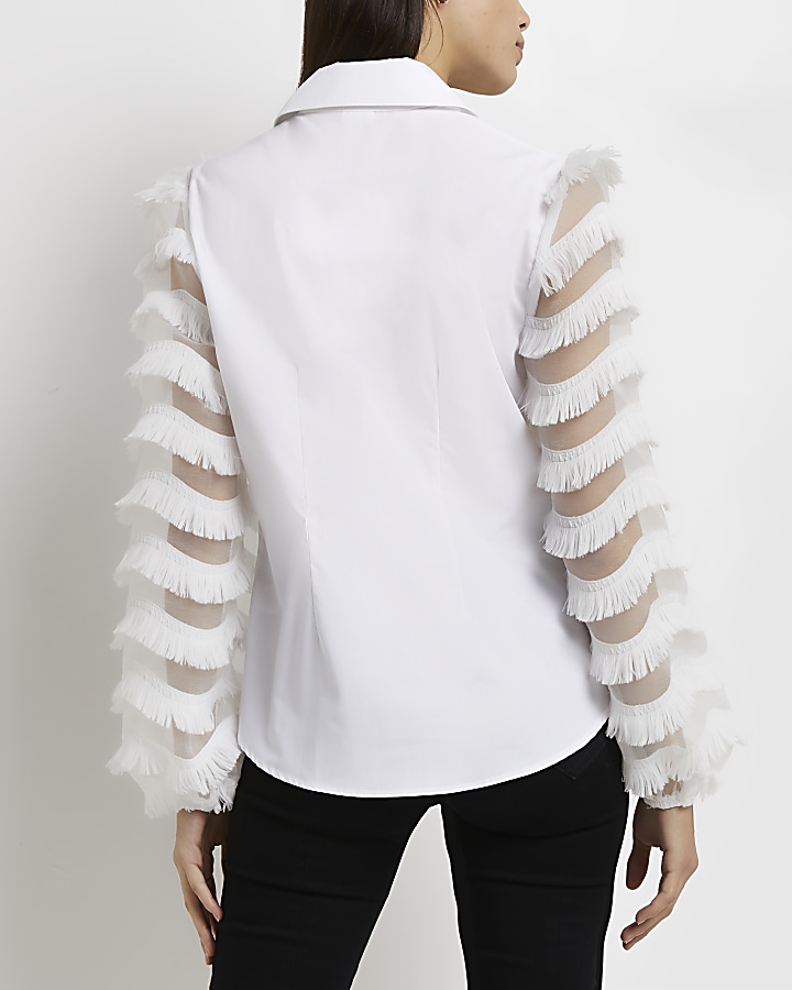 White fringe detail shirt