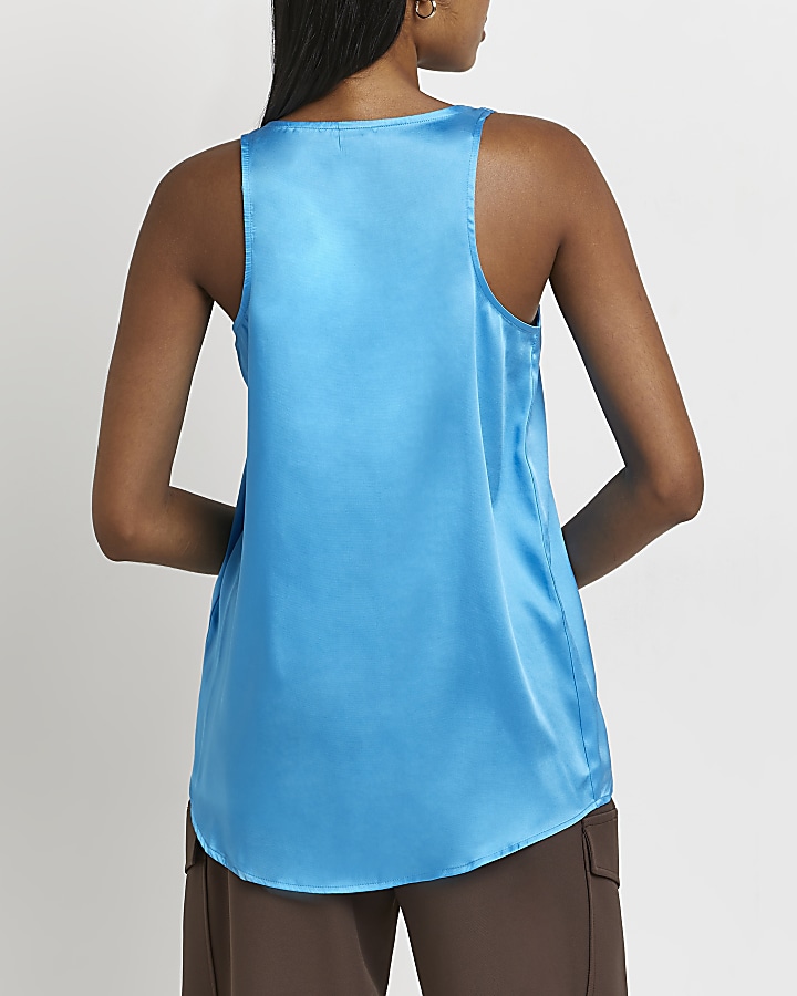 Blue relaxed sleeveless top