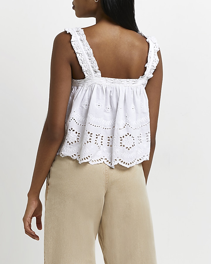 White broderie cami top