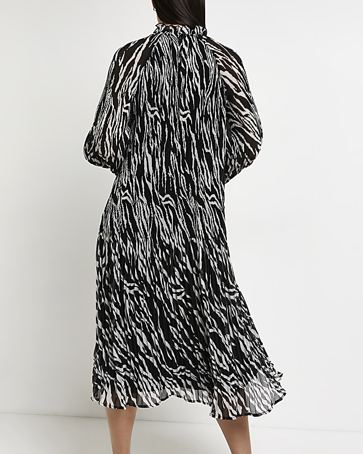 Black printed maternity midi dress